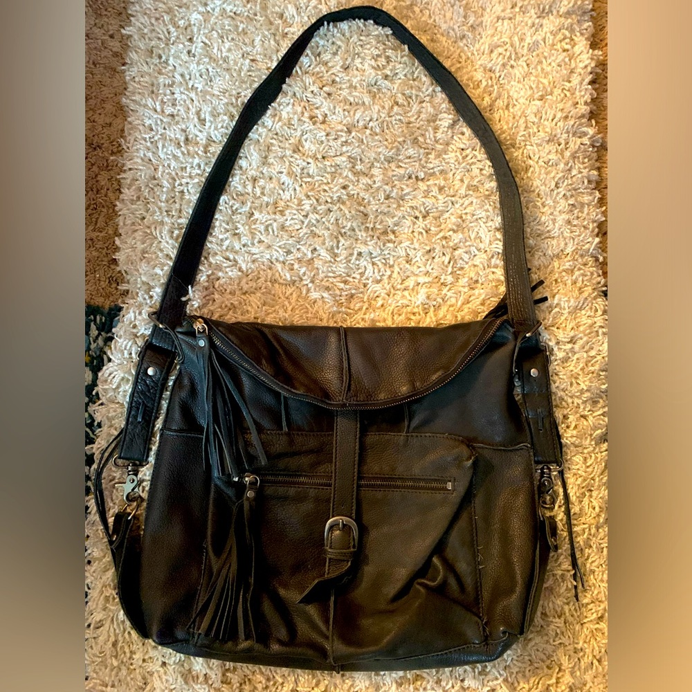 Black leather Crossbody bag.